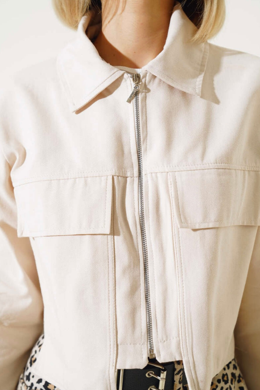 Tira Short Linen Jacket - Beige